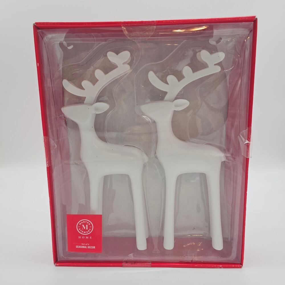 MARTHA STEWART REINDEER Deer White Pewter 11" CHRISTMAS Figurine Decorations(Z58